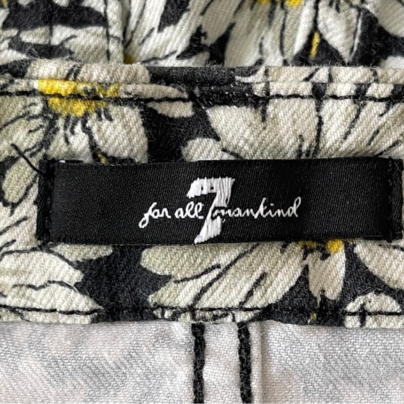 Seven 7 For All Mankind Skinny Jeans Black Daisy Floral Jeans Size 24 Stretchy - Picture 8 of 11